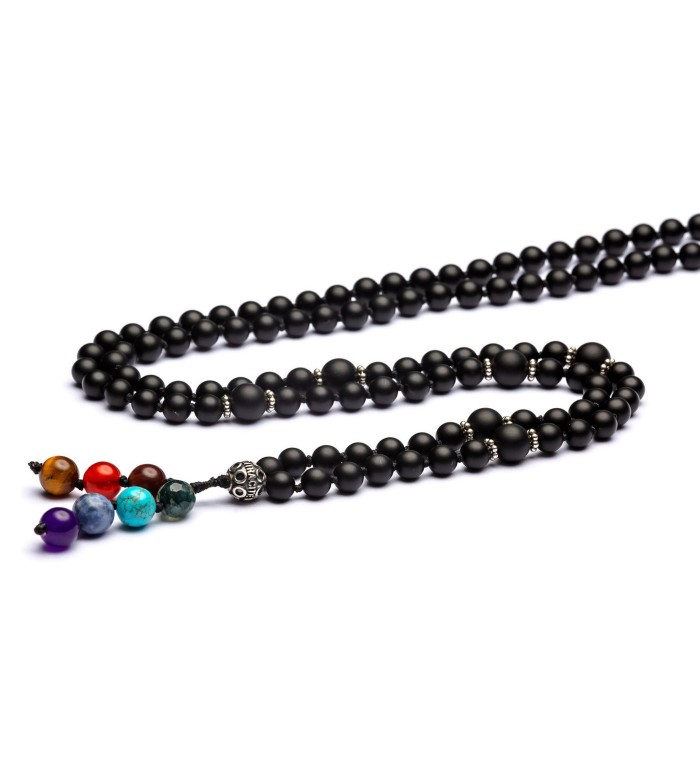 Collana Mala tibetano argento e pietre